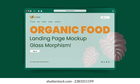 website Landing page mockup design for digital marketing. Modern vector illustration 3d Glassmorphism style concept, nice color background template for website development and presentation.