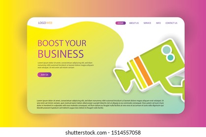 Website landing page with Security concept for marketing, business, mobile app. Security web template for business. Template web page vector illustration.