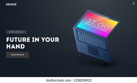 Website landing page with smart next generation laptop.