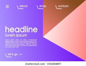 Website landing page template. Abstract shape vector design mockup. 