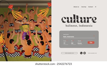 Sitio web landing page idea de Plantilla con Indonesia Bali Kecak ilustración de diseño de bailarina