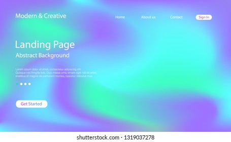 Website Landing Page Template. Modern Abstract Background Design. Vector futuristic holographic illustration. 