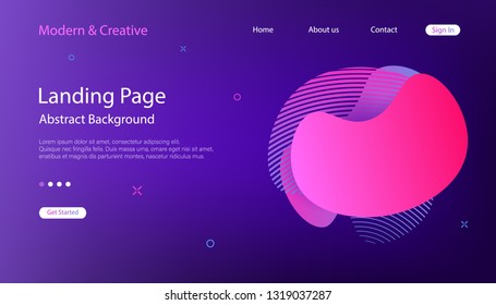 Website Landing Page Template. Modern Abstract Background Design. Vector futuristic technology illustration. 