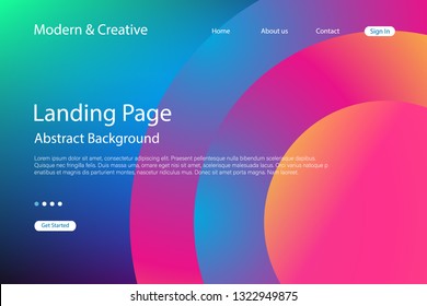 Website Landing Page Template. Modern Abstract Background Design. Vector futuristic technology illustration. 