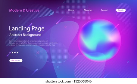 Website Landing Page Template. Modern Universe Outer Space Abstract Background. Design for Presentation, Flyers. Vector futuristic illustration. 
