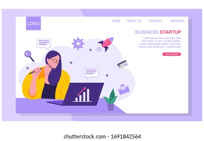 Website or Landing page template of Startup Business Concept. Modern flat design concept of web page design for website .Vector illustration

