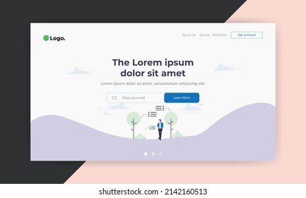 Website Landing Page template for websites, or apps. Website Hero Image or Landing Page. Modern web page design concept layout for the website. Vector illustration.