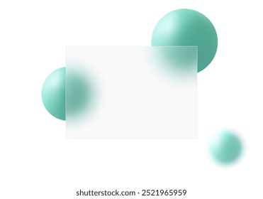 Website landing page template. White color template. Horizontal presentation screen with glass overlay effect on gradient spheres.