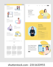 Website landing page template.website design template set with flat elements links minimalist style