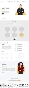 Website landing page template.website design template set with flat elements links minimalist style