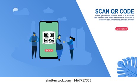 	
Website or landing page vector.QR code scanning vector illustration concept.flat design.