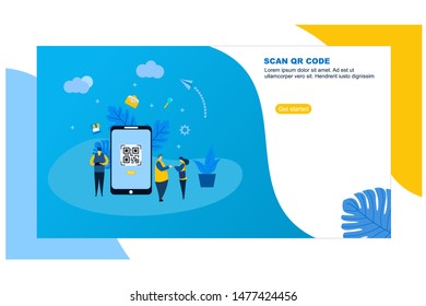 	
Website or landing page vector.QR code scanning vector illustration concept.flat design.web landing page, Vector ilustration