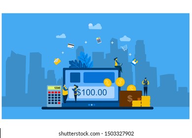 Website Landing Page Vector Illustration Financial Stock Vector ...