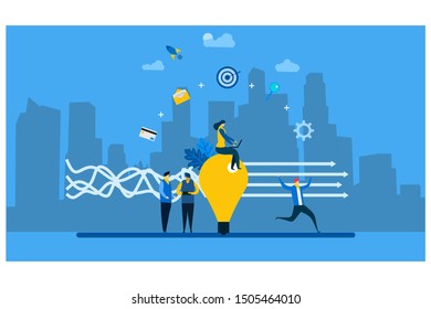 Website or landing page vector illustration of Goal Solution Concepts with Tiny People Character Concept Vector Illustration, Suitable For web landing page,Wallpaper, Background, Card, banner,Book