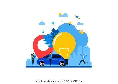Website or landing page vector illustration of Smart city transportation with Tiny People Character Concept Vector Illustration, Suitable For web landing page,Wallpaper, Background, Card, banner,Book 
