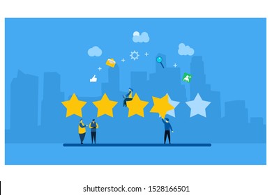 Website or landing page Vector illustration of Customer reviews rating and feedback, Support for business.