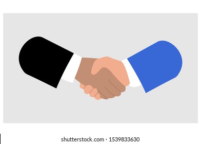 Website or landing page vector illustration of Shaking hands business vector illustration, symbol of success deal, happy partnership, greeting shake, casual handshaking agreemen on white  background