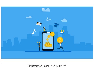 
Website or landing page vector illustration of  Cash Back concept design with Tiny People Character Concept Vector Illustration, Suitable For web landing page,Wallpaper, Background, Card, banner,Book