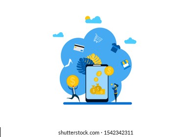 
Website or landing page vector illustration of  Cash Back concept design with Tiny People Character Concept Vector Illustration, Suitable For web landing page,Wallpaper, Background, Card, banner,Book