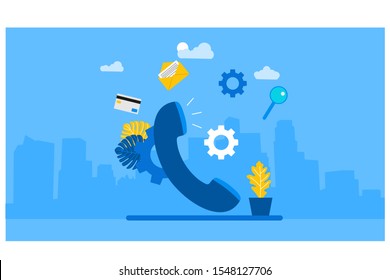 Website or landing page vector illustration of  customer service,Suitable For web landing page,Wallpaper, Background, Card, banner,Book illustration.