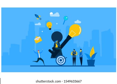 Website or landing page vector illustration of  creative concept idea key to success,with Tiny People Character Concept Vector Illustration, Suitable For web landing page,Wallpaper, Background, Card, 