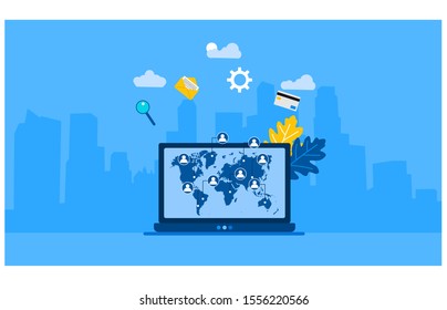 Website or landing page vector illustration of  big data. Data visualization concept.Vector Illustration, Suitable For web landing page,Wallpaper, Background, Card, banner,Book Illustration