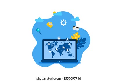 Website or landing page vector illustration of  big data. Data visualization concept.Vector Illustration, Suitable For web landing page,Wallpaper, Background, Card, banner,Book Illustration