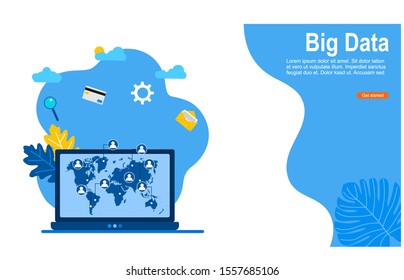 Website or landing page vector illustration of  big data. Data visualization concept.Vector Illustration, Suitable For web landing page,Wallpaper, Background, Card, banner,Book Illustration