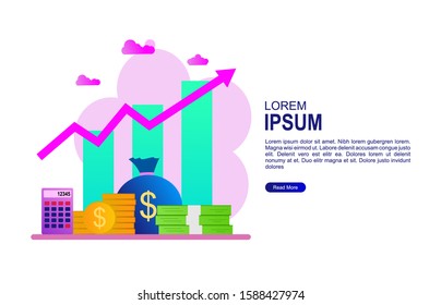Website or landing page vector illustration of  income salary rate increase.Vector Illustration, Suitable For web landing page,Wallpaper, Background,banner,Book Illustration