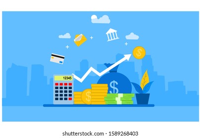 Website or landing page vector illustration of  income salary rate increase.Vector Illustration, Suitable For web landing page,Wallpaper, Background,banner,Book Illustration