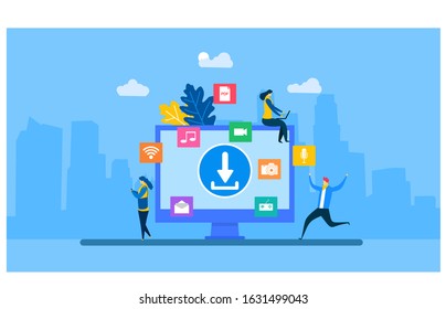 
Website or landing page vector illustration of   Download vector illustration with Tiny People Character Concept , Suitable For web landing page,Wallpaper, Background,banner,Book Illustration

