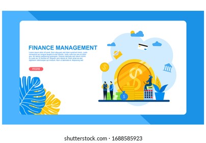 Website or landing page vector illustration of  finance or financial management with Tiny People Character Concept Vector Illustration, Suitable For web landing page,Wallpaper, Background,banner,