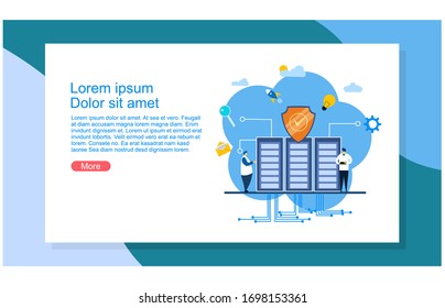 Website or landing page vector illustration of  digital protection mechanism, system privacy. Data secure.Symbol of protection with Tiny People Character Concept Vector Illustration, Suitable For web 