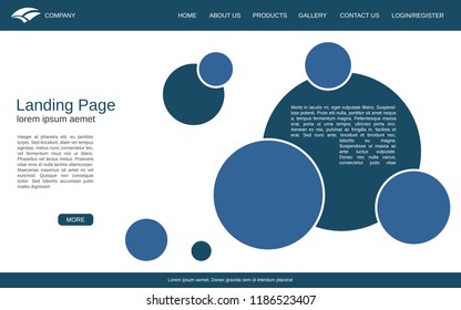 Website landing page vector template. Flat design style minimalistic background