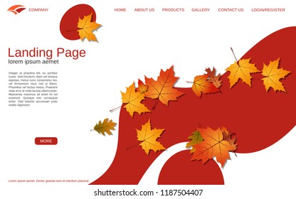 Website landing page vector template. Autumn style vector background. Design for webpage and application