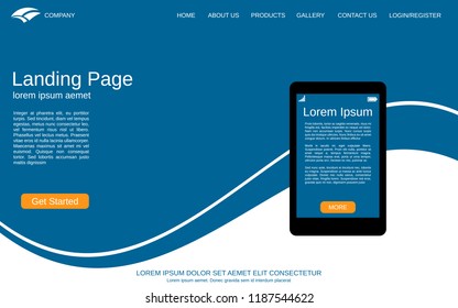 Website landing page vector template. Modern geometric style vector background for webpage and application