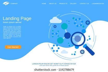 Website landing page vector template. Abstract vector background with science research flat concept illustration