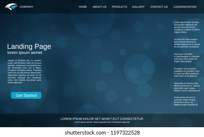Website landing page vector template. Abstract blurred background for webpage and application
