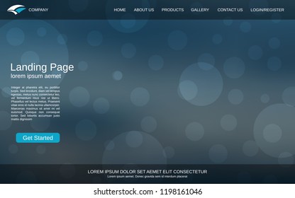 Website landing page vector template. Abstract style blurred background for webpage and application