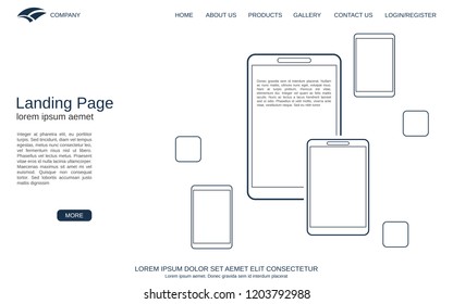 Website landing page vector template. Minimalistic design background for webpage, banner and application