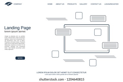 Website landing page vector template. Minimalistic design background for webpage, banner and application