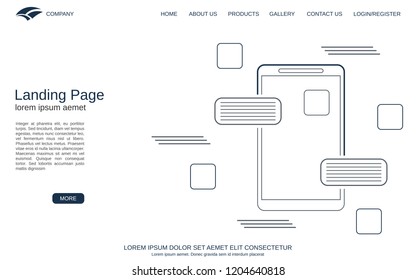 Website landing page vector template. Minimalistic design background for webpage, banner and application