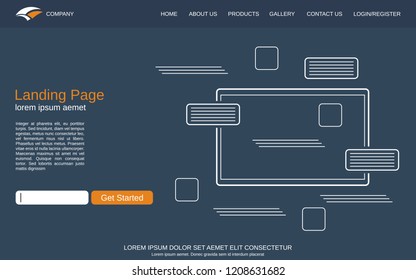 Website landing page vector template. Minimalistic design background for webpage, banner and application