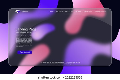 Website landing page vector template  Abstract style background for webpage   application and glassmorphism effect