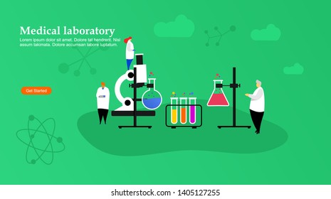 Website or landing page vector.medical laboratory design with people and a fluid filled tube,can be use for, landing page, website, mobile app, poster, flyer, coupon, gift card, smartphone template.