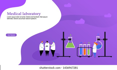 Website or landing page vector.Medical laboratory research with science glass est tube vector illustration concept, people por chemical liquid , can use for,landing page, template, ui, web, mobile app