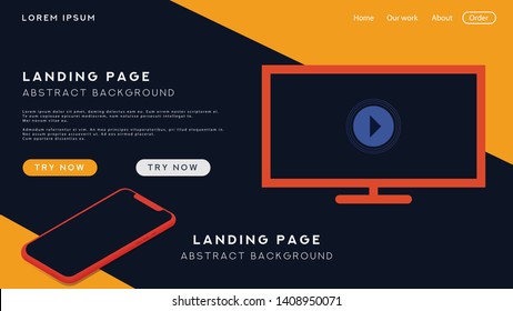 website landing page video player, music player website, simple minimalis design, website Template, simple design cool color. Vector- background.