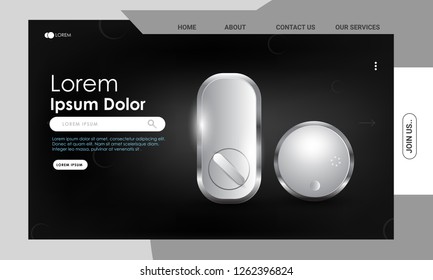Website landing page with voice assistant, smart technology gadgets, Hero shots