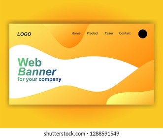 Website landing page wave gradient vector illustration - background banner template concept paper cut innovation
