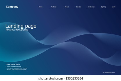 Website Landing Page, Wave, Line, Gradient, Abstract and Modern Background - Vector